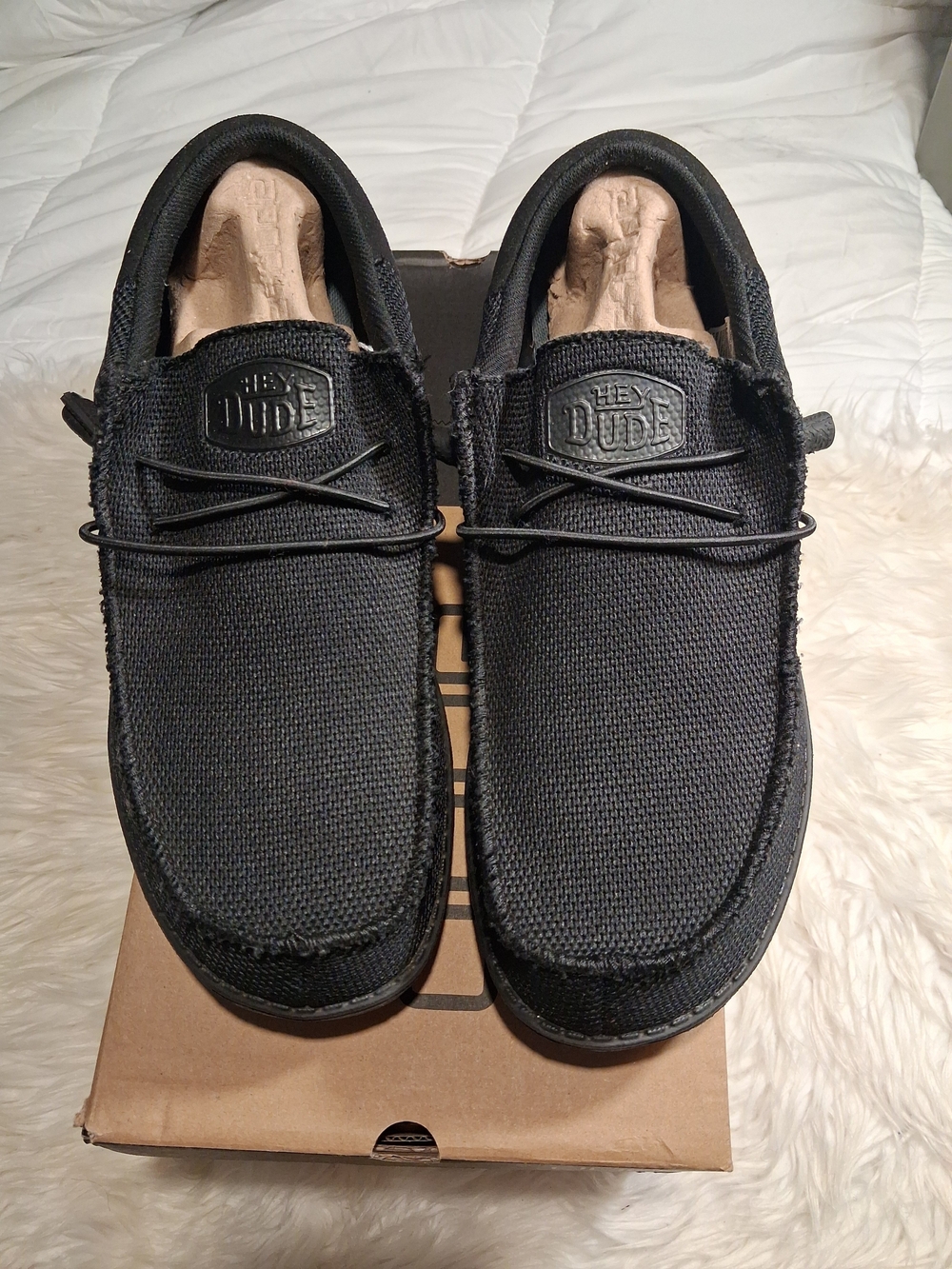 Hey Dude Black Knit Slip-On Casual Loafers